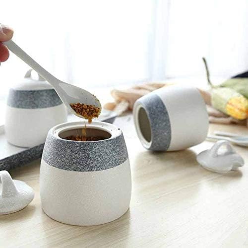 Spice boxs Seasoning Box, Japanese Ceramic Jar Set, Marble Household, Salt Shaker(Pink)