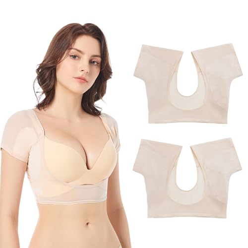 VINELEA 2pcs Ultra-thin Ladys Breathable Underarm Sweat Vest Armpit Sweat Proof Pads Womens Absorbing Underarm Sweat for wrapping design (BEIGE L)