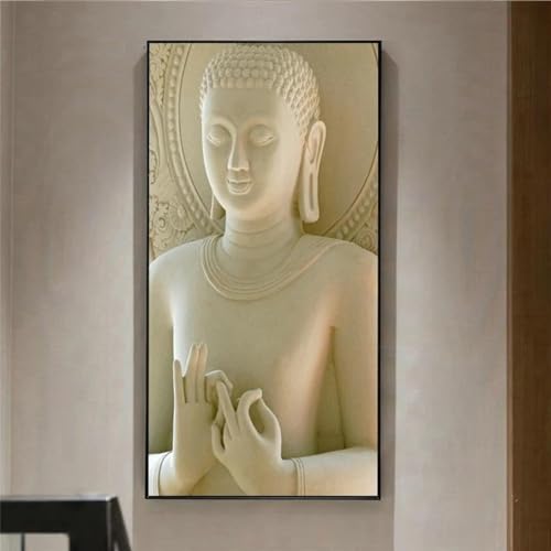 Peinture sur toile moderne de statue zen 80x160cm sans cadre pour salon