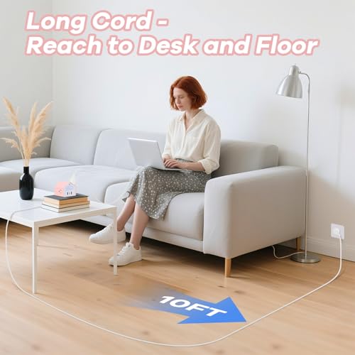 Lovely-Pink Power Strip with Night Light - Kawaii USB C Power Strip Desk Accessories - 4 Outlets 3 USB Ports - Dinky Surge Protector Plug Extender for Home, Office, Dorm, Travel, Hotel, Women, Girls