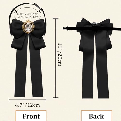 Image of Womens Bow Tie Adjustable Rhinestone Bowtie for Women Ladies Girls Pre-tied Womens Tie for Shirt Suit Uniform