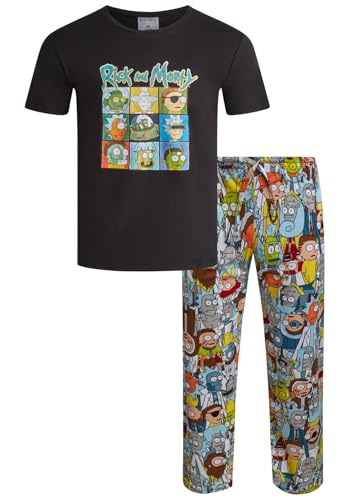 COCO BRANDS Rick and Morty Mens Pajama Set - 2 Piece Short Sleeve Sleep Shirt and Pajama Pants Sleepwear Set for Men & Women Size Large Rick and Morty Character Print