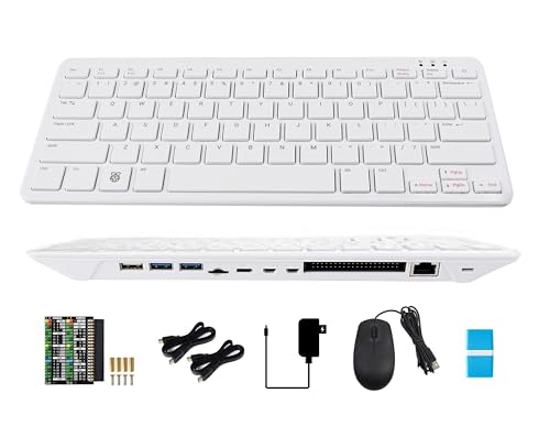 Pi 500 Portable Keyboard Computer Compatible with Raspberry Pi 500 Same Quad-Core 64-bit Arm Processor Support WiFi/Bluetooth Comes with Official 32GB Micro SD Card (6 Items)