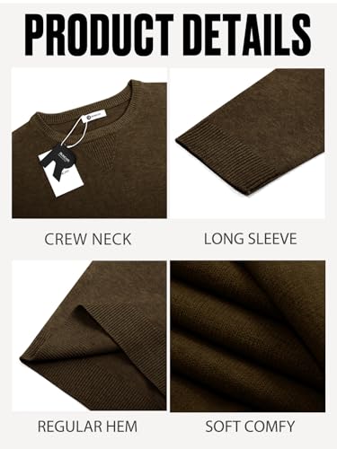 Image of Runcati Mens Crewneck Sweaters Casual Knit Lightweight Dress Sweater Long Sleeve Slim Fit Fall Winter Pullover