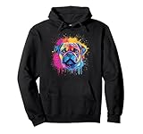 pug dog splash art colorato felpa con cappuccio