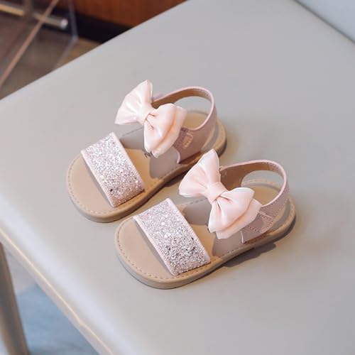 IWIHMIV Platform Sandals for Girls Slip On Bow Sandals Open Toe Summer Flat Flower Girl Dress Open Toed Beach Shoes3