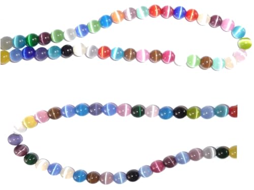 10mm, 8mm & 6mm Cat's Eye Bead Strands Grade A Fiber Optic, 32 Colors to Choose from (All 3 Sizes - 10mm, 8mm, 6mm, Rainbow)
