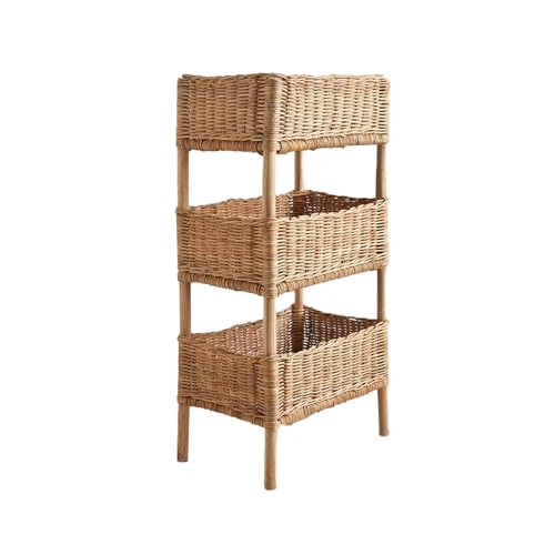 Panier à linge en rotin avec étagère 3 niveaux pour petits espaces