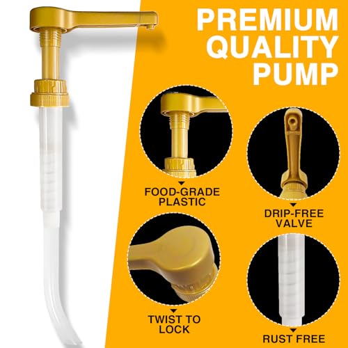 1 Pack Gold Sauce Pump Dispenser for 64 oz Chocolate and Caramel Sauce Bottles, Reusable Large 15CC Syrup Pump for Vanilla Mocha Sauces2