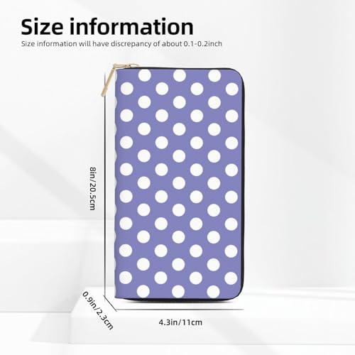 Leather Thin Slim Wallets for Women Men - Fashion Light purple polka dot print (C) Card Wallet Holder with Zipper2