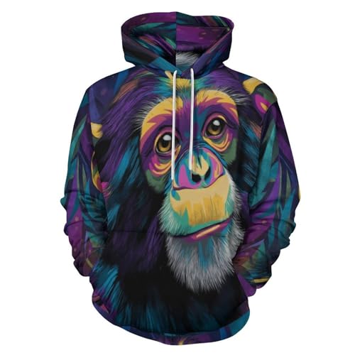 Sweat à capuche unisexe gorille 3D pull turquoise original pour couple
