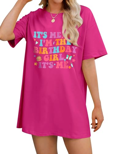 Image of Oversized Shirt for Women It's Me Hi I'm Birthday Girl It's Me Letter Tee Shirt Party Short Sleeve Tops