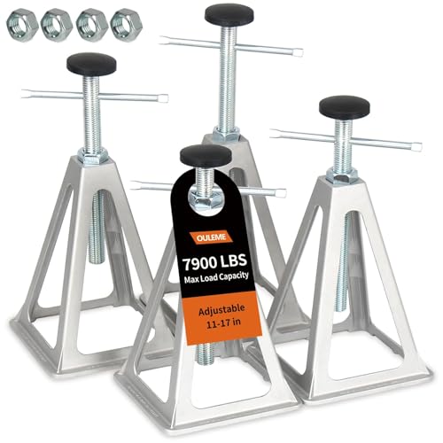 OULEME RV Stabilizer Jacks 7900 lbs Capacity Stack Jack Stands for RV Camper Travel Trailer Support up to 7900 Lbs with Additional Screw Nuts and Cushion Rubber Mats - 4 Pack