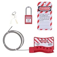 Lockout-Tagout-Kit Lockout-Tagout-Kabelschloss Edelstahl Metall Elektrisches Lockout Tagout Kit Einstellbare Kabel-Lockout-Sicherheitsvorhängeschlösser Set für Lock-Out-Tag-Out-Stationen