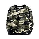 Mufeng Jungen Pullover Sweatshirt Langarm Baumwolle Camouflage Winter Langarm Oberteile Sport Pullover Freizeit Streetwear Armee Grün 110-116