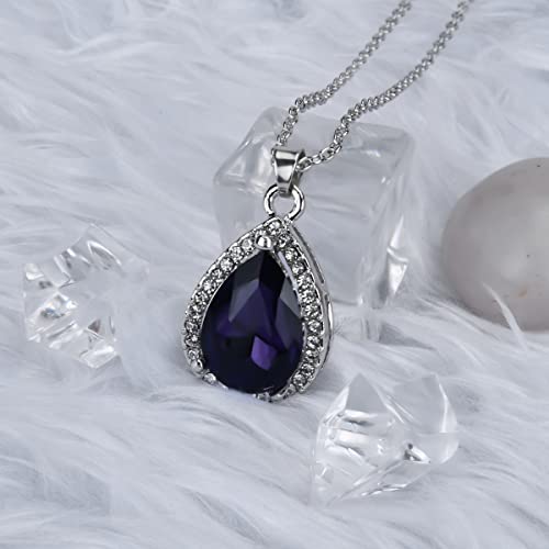 Leecco Pricess Sophia Ncklace Teardrop Amethyst Pendant Necklace Fashion Jewelry Gift For Girls #TOP4