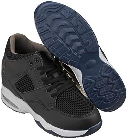 CALTO Men's Invisible Height Increasing Elevator Trainer Shoes - Black Leather/Mesh Lace-up Lightweight Trainers Sneakers - 3.4 Inches Taller - H329082 - Size 10 D(M) US | Image 4