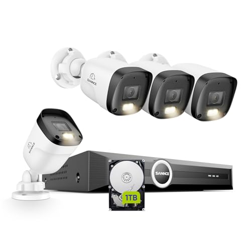 SANNCE 2K 3MP PoE Camera System - NVR with 4PCS Bullet Cameras(1TB HDD)