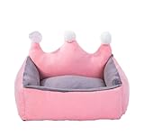 Cute Crown Pet Princess Beds for Small Dogs Luxurious Crown Dog Priness Beds Winter Warm Puppy Cat Sofa Bed Shih Tzu Yorkies Kennels Removable Mascotas Supplies (Pink Crown, XS Below 1.5 kg)