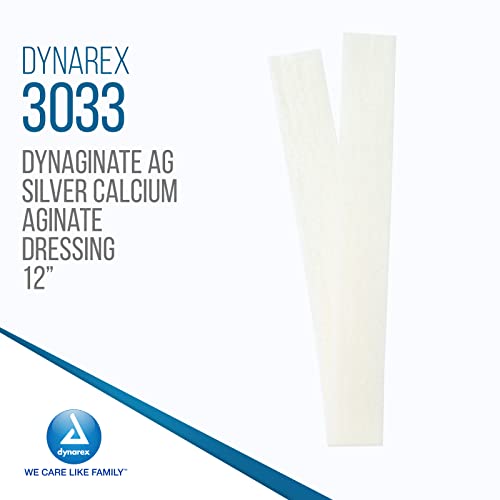Dynarex Dynaginate Ag Silver Calcium Alginate Rope Dressings - ¾"X12", Calcium Alginate Wound Dressing With Silver Ions, 1 Box Of 5 Dynaginate Ag Silver Calcium Alginate Rope Dressings - ¾"X12" #TOP1