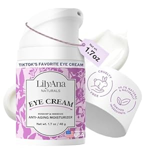 LilyAna Naturals Eye Cream for Dark Circles and Puffiness, Under Eye Cream for Wrinkles and Bags, Anti Aging Eye Cream helps Improve Dryness; for Sensitive Skin – 1.7 oz – Made in USA