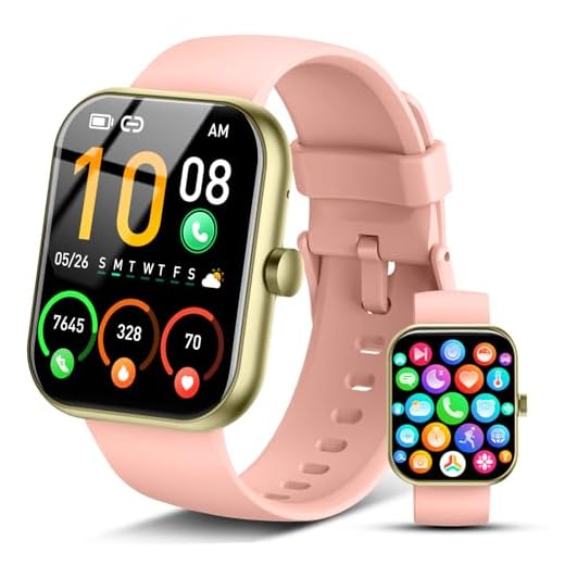 Smart Watch for Men Women, 1.96" HD Fitness Tracker Running Watch (Answer/Make Call), IP68 Waterproof,Pedometer, Sleep/Step/Activity/Heart Rate Monitor,110+ Sport Mode Smartwatch for iOS Android,Pink