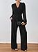 Pink Queen Business Jumpsuits for Women V Neck High Waist Wide Leg Pant Suits Backless Rompers Party Black L