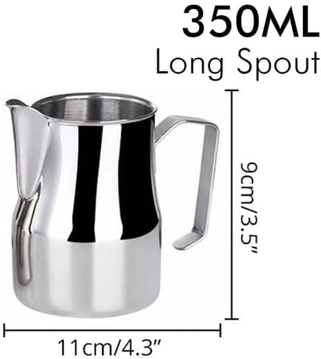 Kubek do spieniania mleka, Dzbanek do mleka, profesjonalny spieniacz, kubek Barista Espresso Steam, długi, zaokrąglony dzióbek, 350/550/750 ml