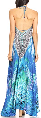 Image of Sakkas Lizi Womens Maxi High-Low Halter Handkerchief Long Dress Beach Party