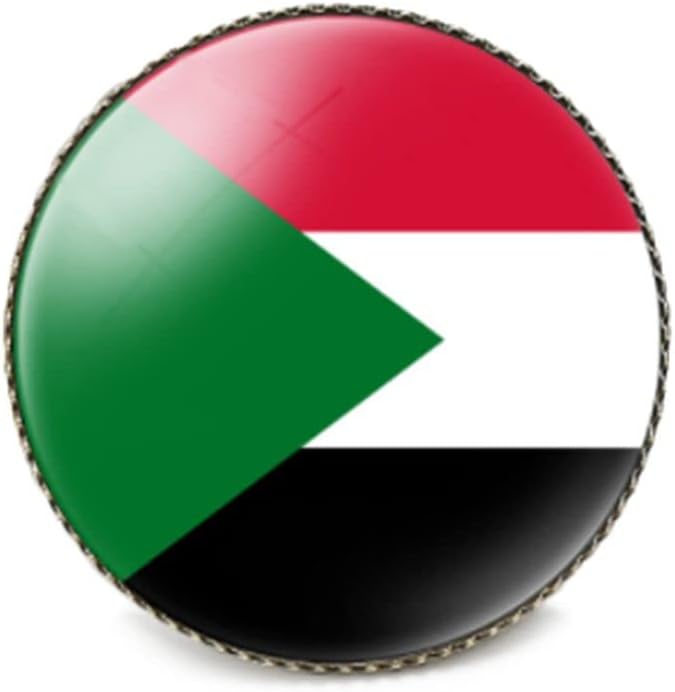 Round 1 Inch Sudan Sultan Flag Pin International Travel Brooch Metal and Glass Revivalism Style Souvenir Badge for Hat Clothes Backpack