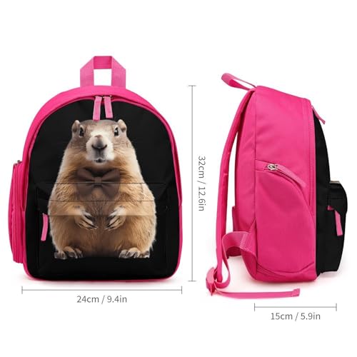 Cute Groundhog with Bowtie Cute Backpack Small Daily Daypack Travel Shoulder Bag with Adjustable Strap Graphic Print2