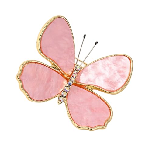 Artisanal Crafted Winged Brooch Featuring Prong Set Rhinestones Lightweight Alloy Structure Day to Night Essential Rhinestones B