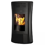 Abgasmassenstrom: 10,6 g/s Edilkamin E805830 Cherie Up H Wasserführender Pelletofen Glas Schwarz/A+