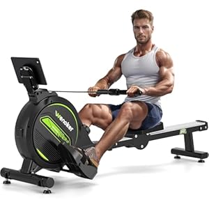 Rameur magnétique Wenoker Pliable pour la Maison, capacité de Poids de 160 kg, Silencieux et Lisse avec Support de Tablette pour écran LCD et Coussin de siège Confortable