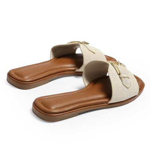 Womens Flat Sandals Dressy Sandals Comfort Slide Black Brown White Sandals Size 5-104