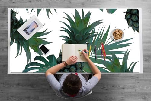 Sous-main de bureau 120x60 cm en vinyle PVC imperméable avec motif ananas verts