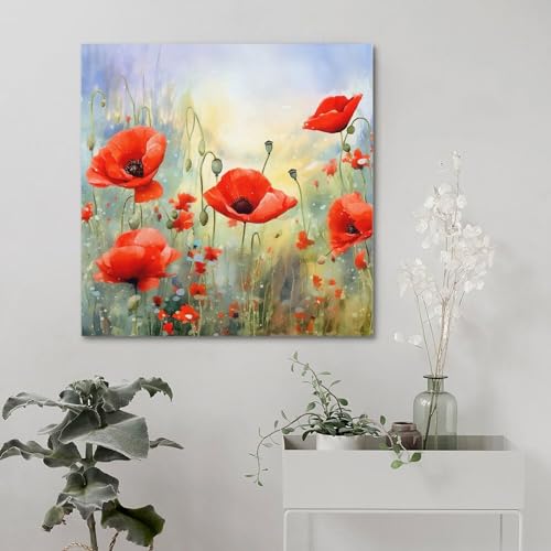 Affiches murales tulipes rouges format carré 50x50 sur toile