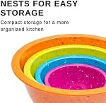 Bzyoo Confetti Nesting Ensemble de bols de mélange - 4-Piece Bols de cuisine colorés (18oz, 1,25QT, 2,5QT 4QT) - Sans BPA, lave-vaisselle sans danger, design d'espace-sauvetage couleur vibrante