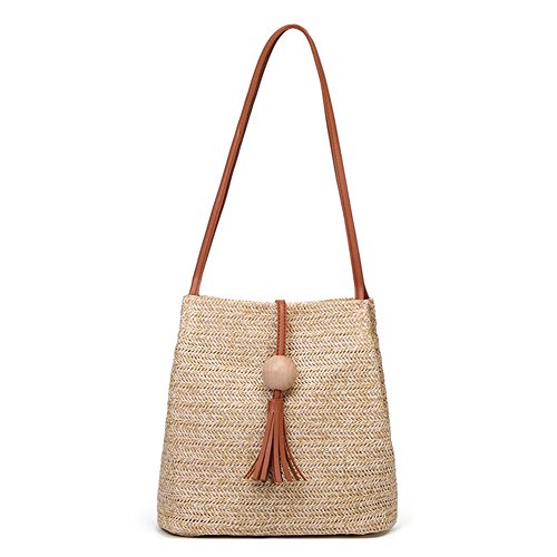 Bolso cruzado de playa tejido en paja mediano para mujer miniatura 5