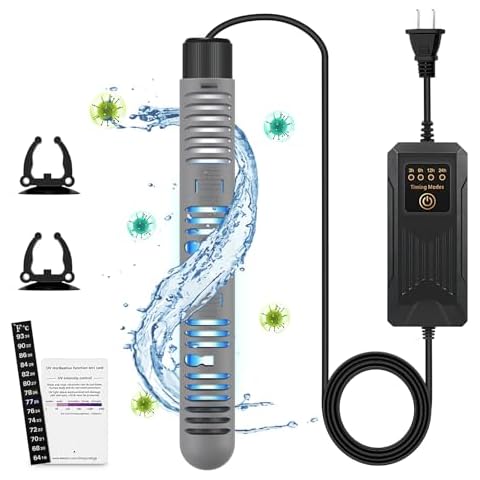 JAHEA Aquarium Clean Light，11W Submersible Light with Timer,Aquarium Water Clean Green Clear Waterproof Clean Lamp for for Sump Pond Filter Tank(with UV Test Card) Cover