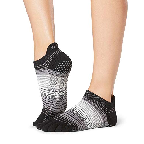 ToeSox Calcetines Barre de bailarina para mujer, antiderrapante y con agarre en el dedo para ballet, yoga, pilates, de caña corta, Gris, S