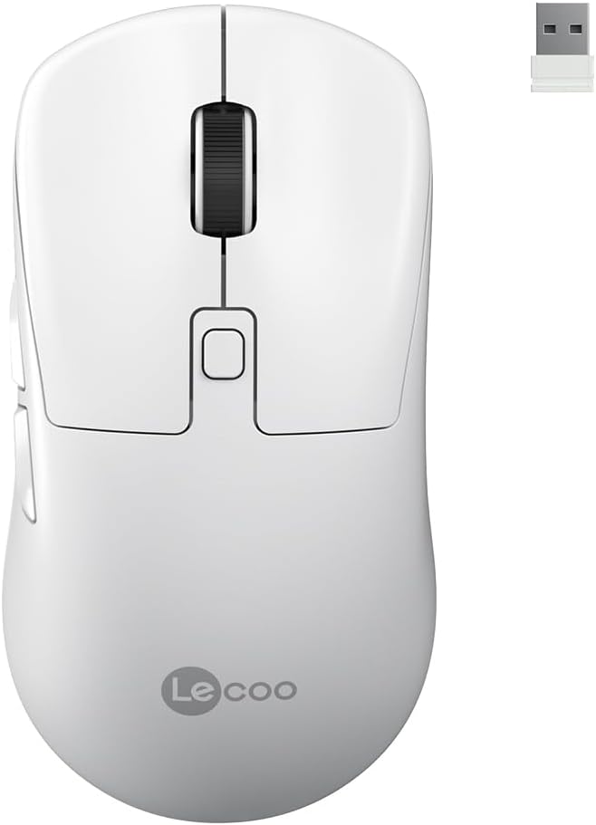Lecoo WS216 Kablosuz 1600DPI 7 Tuşlu Sessiz PC, Mac, Dizüstü Bilgisayar için, USB Mini Alıcı ile Optik Mouse Beyaz