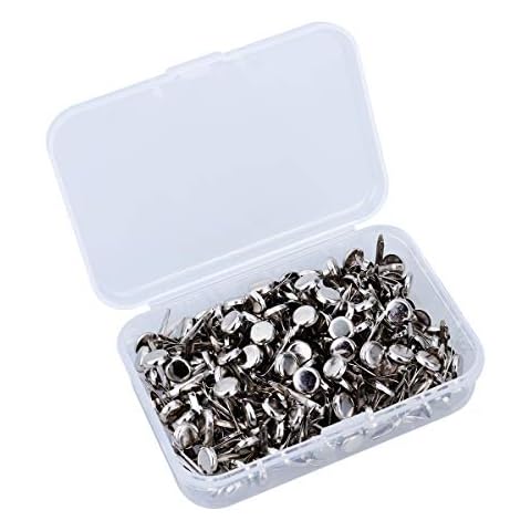ULTNICE 200 Unidades Brad Fastener Mini tachuelas redondas Brad Pastel Brads Papel Fijaciones con caja (Plata) Cover