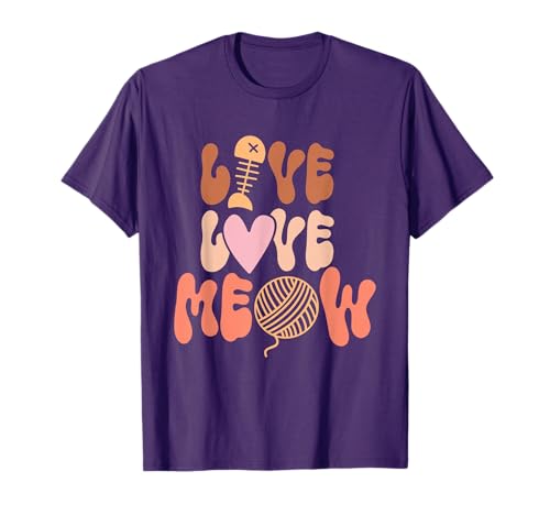 Live Love Meow, Funny Cat Tee, Kitten Mom, Siamese Mama Meme T-Shirt