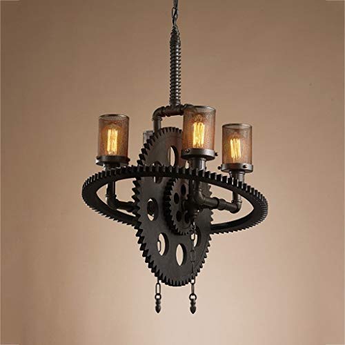Lampadario lampadario, Industria retrò Creatura Creativa ingranaggio in Metallo lampadario Antico Steampunk in Ferro battuto a Vapore Tubo di Ciondolo a Ciondolo Ristorante Grande Lampada a soffitto