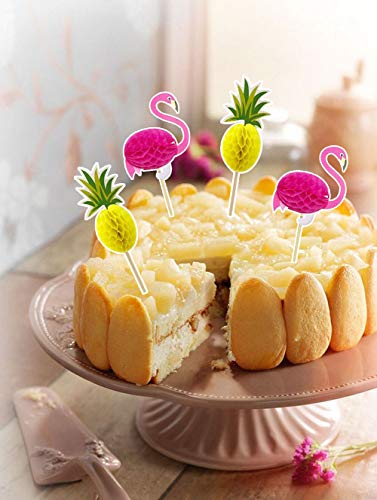 Hasken 60 Pack Flamingo And Pineapple Cupcakes Toppers Tropical Hawaiian Cake Toppers Picks For Birthday Parties Cake Food Decoration Supplies #TOP3