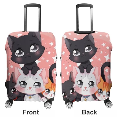 Cartoon Little Cat Luggage Cover, Washable Elastic Suitcase Cover Protector Fit 18-32 Inch Luggage3