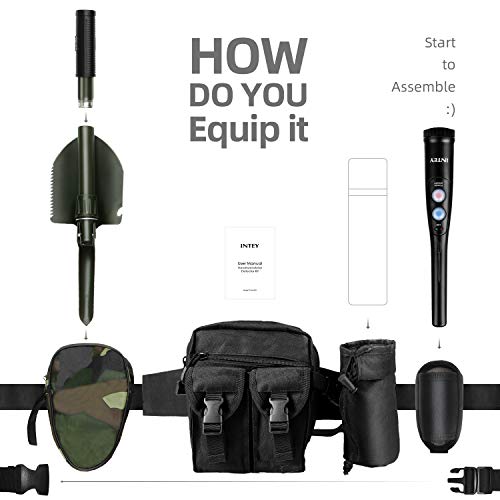 INTEY Customized Metal Detector Pinpointer Kit-360°Scanning,IP66 Water Resistant,3-LED Detection Display&Vibration Response-Handheld Metal Detector with 3 Accessories(Belt Holster,Waist Bag&Shovel)