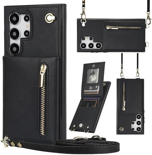 Étui portefeuille pour Samsung Galaxy S24 Ultra, pochette zippée,...