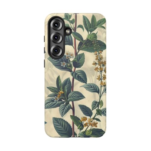 Coque rigide mate Samsung S25 Plus protection herbes botaniques chic